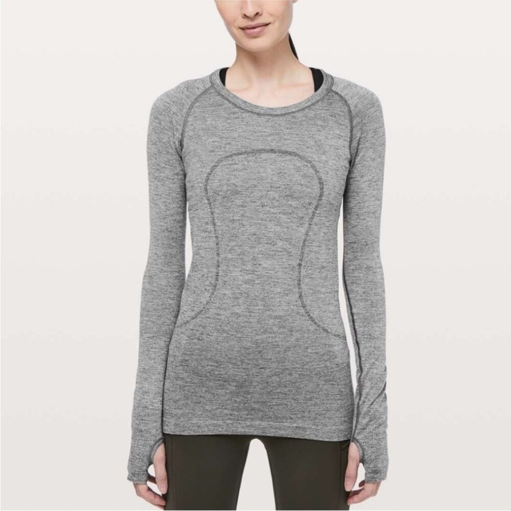 Lululemon Sparkly Run Swiftly Tech Long Sleeve Grey Heather Size 10 Shirt Top